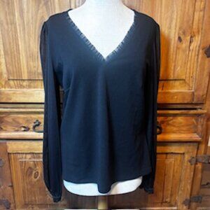 White House Black Market Black Chiffon Blouse - Size XL
